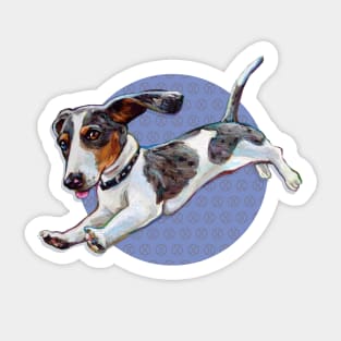 Cute Dachshund and Tennis Ball Pattern Sticker